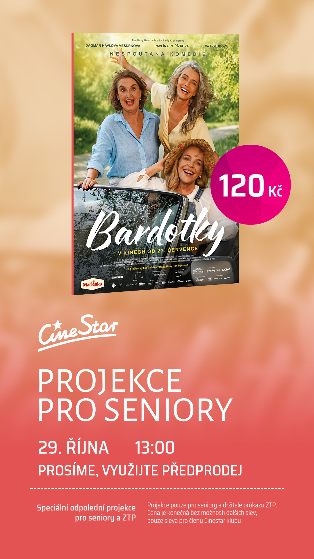 Seniorská projekce s filmem Bardotky 29.10.