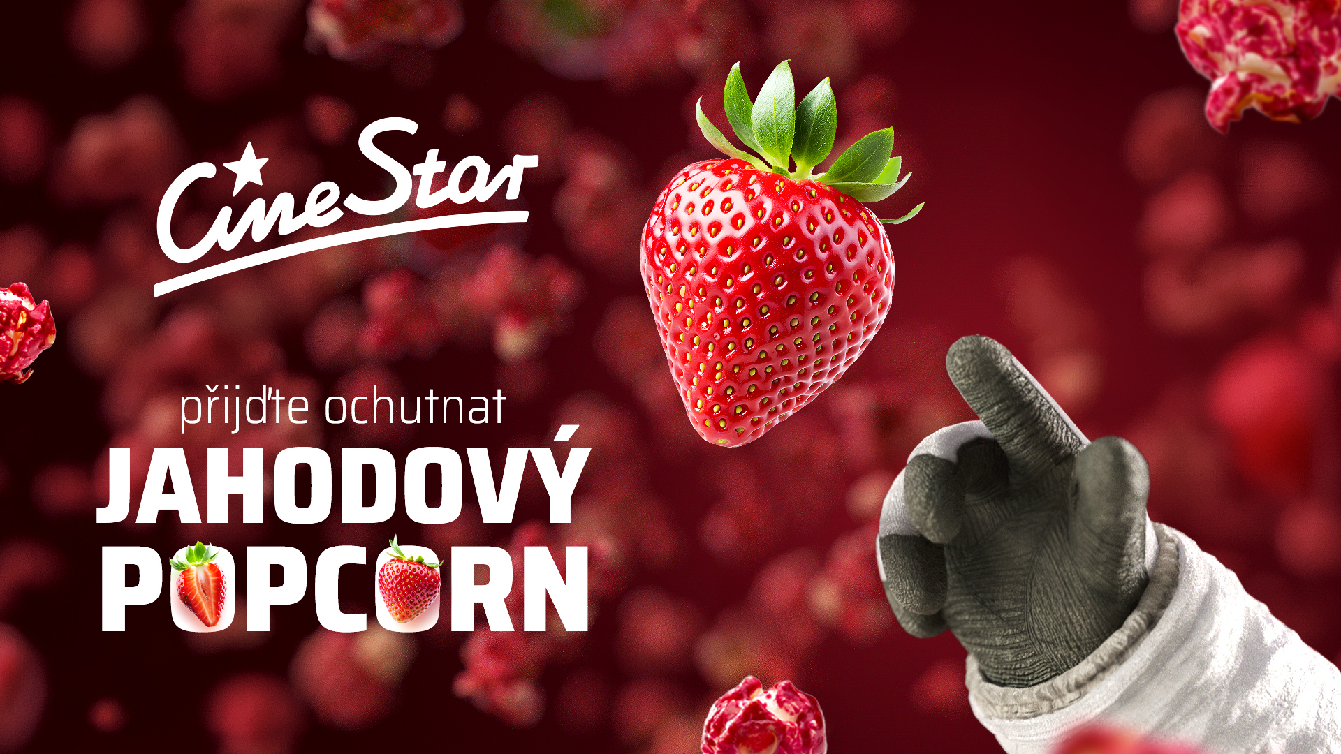 Jahodový popcorn banner